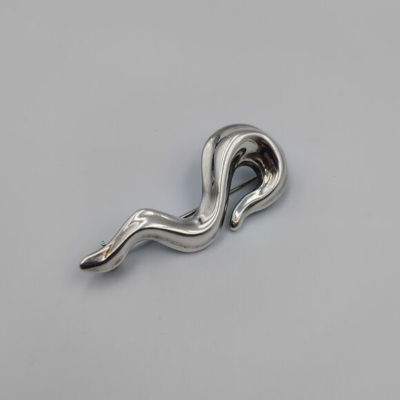 Robert Lee Morris RLM Sterling Silver 925 Modernist Swirl Squiggle Brooch Pin - Picture 4 of 11
